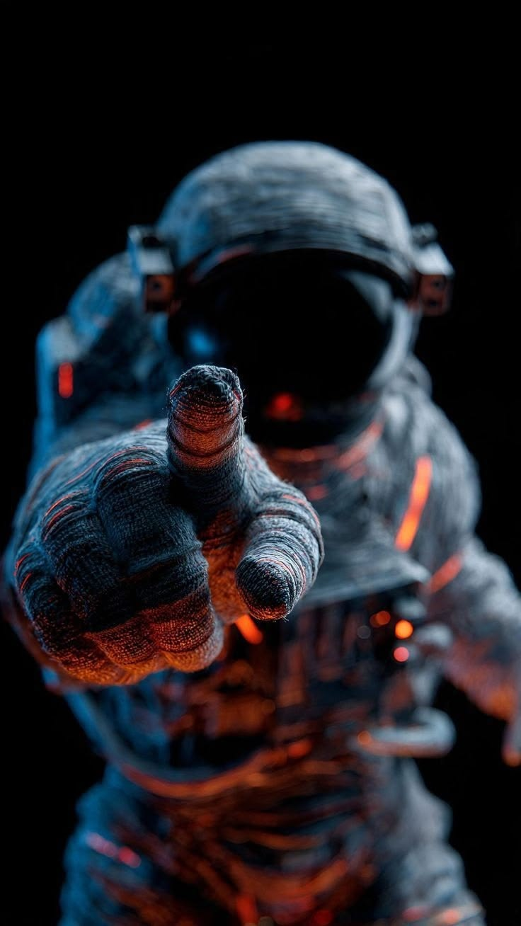 An astronaut reaching out toward you